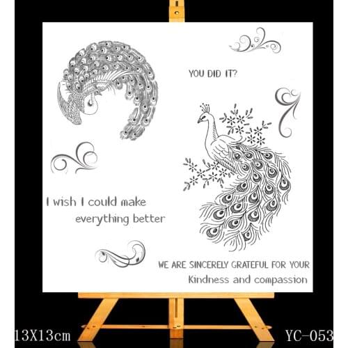 ZhuoAng Noble peacock Clear Stamps/Card Making Holiday decorations For scrapbooking Transparent stamps 13*13cm