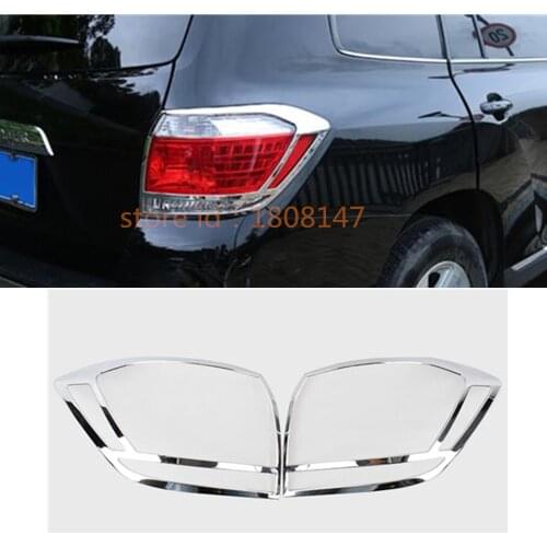 For Toyota Highlander 2008 2009 2010 2011 Car Body Rear Tail Back Light Lamp Detector Frame Stick Chrome ABS Trim Switch 2pcs