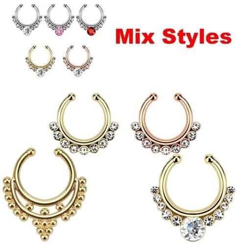 20pcs/lot Non Piercing Fake Nose Ring Clip on Boby Fake Piercing Rings Stud Punk False Hoop Earrings Septum Limited Edition Nose