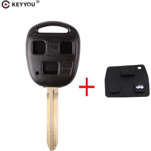 KEYYOU 3 Buttons Remote Key Shell TOY43 Blade Fob Case For Toyota Yaris Prado Tarago Camry Corolla With Rubber Button Pads
