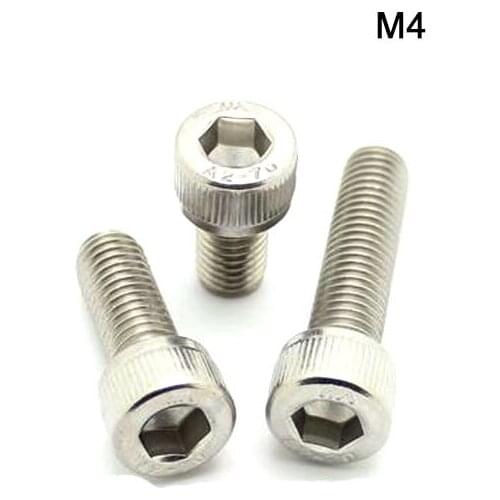 304 Stainless Steel M4 Screws Allen Hex Socket Head Wood Screw Bolt Fastener M4*6/8/10/12/16mm/18mm/20mm/25mm/30mm High Quality