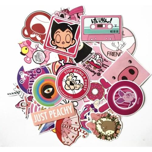 50 Piece/lot Pink Lovely Girls Cute Cartoon Stickers For Car Suitcase Laptop Pad Phone Waterproof Graffiti Decal Sticker