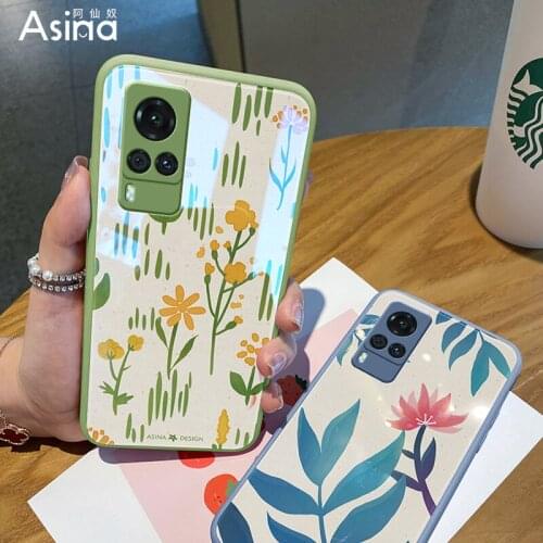 ASINA Tempered Glass Case For VIVO X50 60 30 Pro Cover Cartoon Bumper Fashion Liquid Cases For Vivo Z5X Z1Pro iQOO Neo Y17 V17