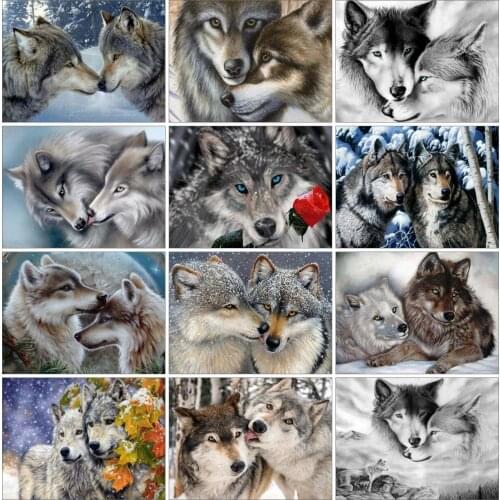 AZQSD Diamond Painting 5d Wolf Full Square Drill Diamond Embroidery Animal Rhinestoneds Gift Home Decor Art Needlework