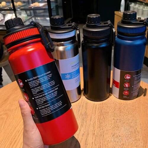 600/800ML Stainless Steel Thermos Bottle Sport Water Bottle Gym Drinking Bottles Vacuum Flask Straight Cup Creative Portable Cup