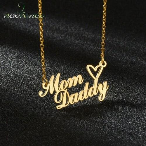 Nextvance Personalized Customized Name Lovers Necklace Heart Stainless Steel Creativity Pendant Chain for Women Jewelry Gift
