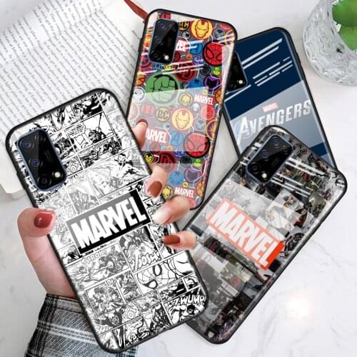 Tempered Glass Cover Marvel Logo AvengersFor OPPO A9 2020 A52 Find X2 Lite Realme 7 7i 6 5 Pro C3 XT Phone Case