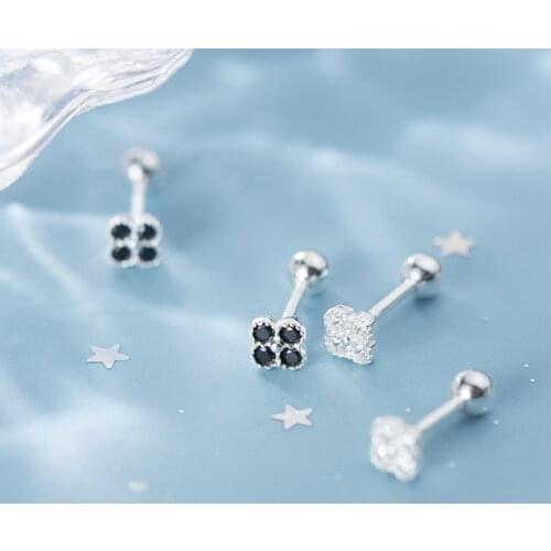 Colusiwei Genuine 925 Sterling Silver Small Flower Plant Fashion Stud Earrings for Women Clear Cubic Zircon Jewelry 2020 NEW