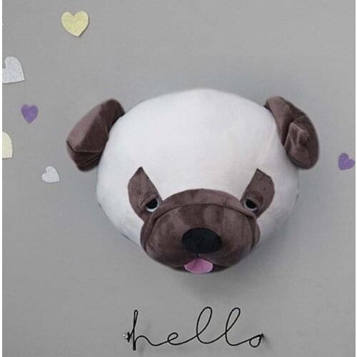 Baby Nursery Dinosaur Dog Head Wall Mount Artwork Decor Doll Toys Animal Head Wall Decor Room Accessories for Kids Birthday Gift