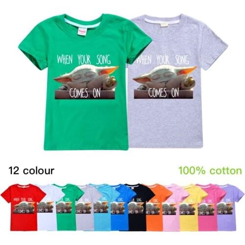 Childrens T-shirts Boys Girls Baby Yoda T Shirt Kids Cotton Summer Clothes Clothing Short-sleeved Tops