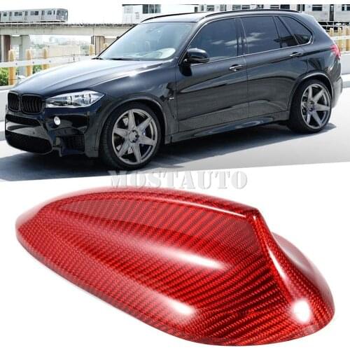 For BMW X5 X6 X5M X6M F15 F16 F85 F86 2014-2018 Real Carbon Fiber Exterior Car Roof Shark Fin Antenna Cover Trim Black/Red