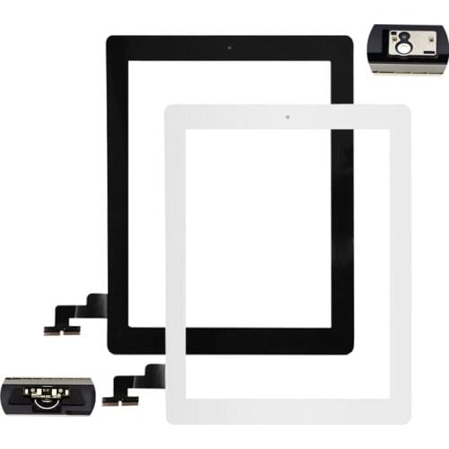 For iPad 2 Digitizer Touch Screen Front Display Glass Assembly - Includes Home Button and flex + Camera Holder
