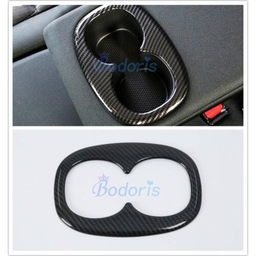 For Mitsubishi Eclipse Cross 2018 2019 2020 Carbon Fiber Color Interior Rear Seat Cup Holder Cover Bottle Drink Trim Accessories