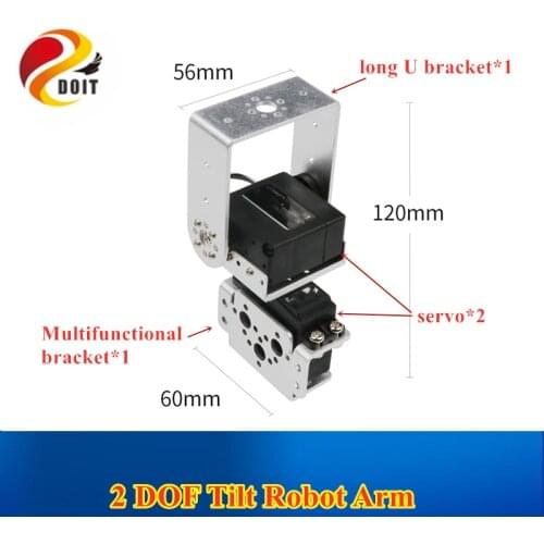 DOIT 2 DOF Tilt Robot Arm 2pcs Servo+1pcs Multifunction Bracket+1pcs long U frame+2pcs Steering Disc+Screws+Cup Bearing