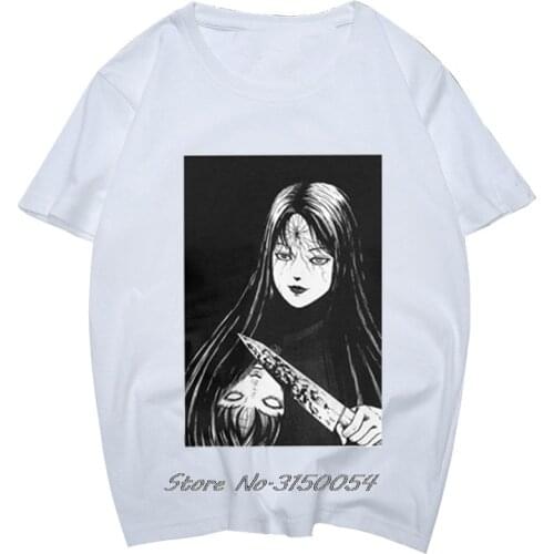 Junji Ito Men T Shirt Tomie Japanese Kago Manga Horror Tomie Harajuku Anime Tees Short Sleeve T-Shirts Cotton EU Size Tops