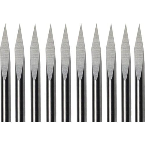 HUHAO 10pcs 3.175mm Dia 10 Angle 0.2mm Tip 3 Edge Carbide Woodworking Tools Engraving Bits for CNC Router Machine