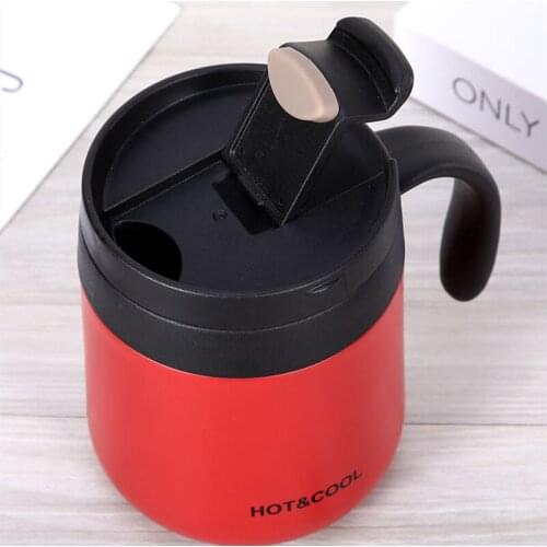 Wide-Caliber Stainless Steel Coffee Thermos Cup Men and Women Tea Office Cup with Lid and Handle Student Minimalist Water Cup