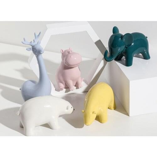 Nordic Creative Ceramic Animal Desktop Ornament Sitting Room Decor Hallway Decoration Wedding Gift Birthday Present Home Decor