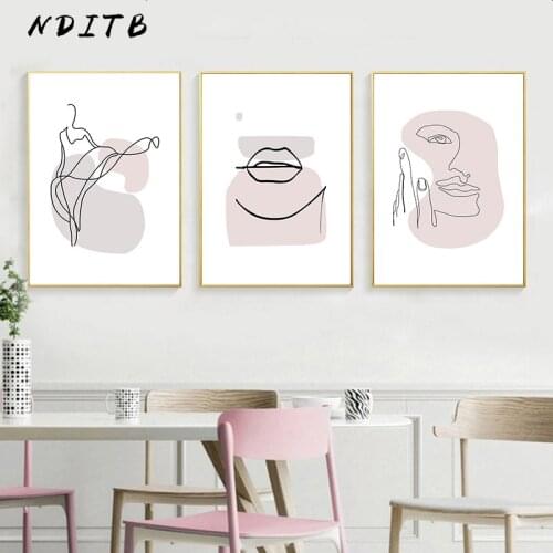 Line Drawing Canvas Nordic Style Poster Abstract Shape Wall Art Print Decorative Picture Painting Modern Living Room Decoration