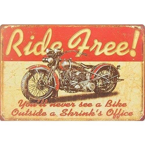 LANK Metal Tin Sign Motorcycle Sign for Man Cave Home Coffee Wall Decor Bar Pub Cafe Iron Mesh Fence 12"x8"INCH
