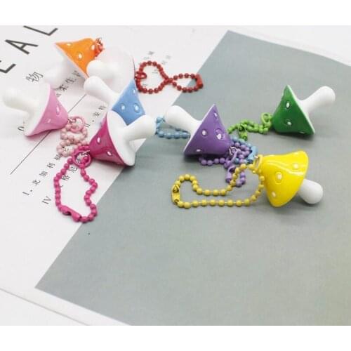 Cute Tag Chain Resin Mushroom Pendant Keychain Keyring Backpack Fashion Jewelry Decoration Gift