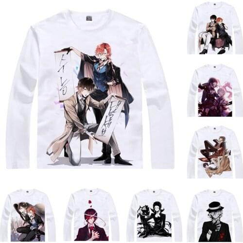 Atsushi Nakajima Osamu Dazai T Shirt Bungo Stray Dogs Bungo Sutorei Doggusu Men T-shirt Casual Vintage TShirt Long Sleeve Shirts