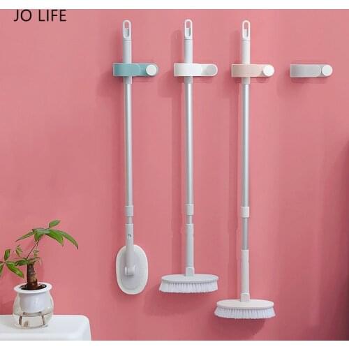 JO LIFE Wall Mounted Mop Broom Holder Household Adhesive Hook Brush Clip Kitchen Bathroom Mop Storage Rack