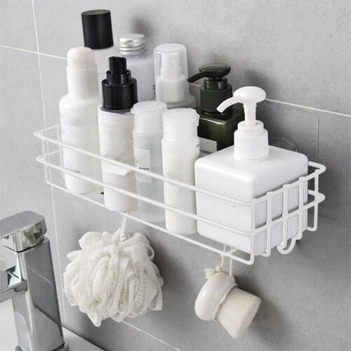 Bathroom Wall Hanging Rack Metal Toothbrush Cosmetic Toothpaste Stand Free Punch Toilet Wash Basin Hollow Drain Storage Rack