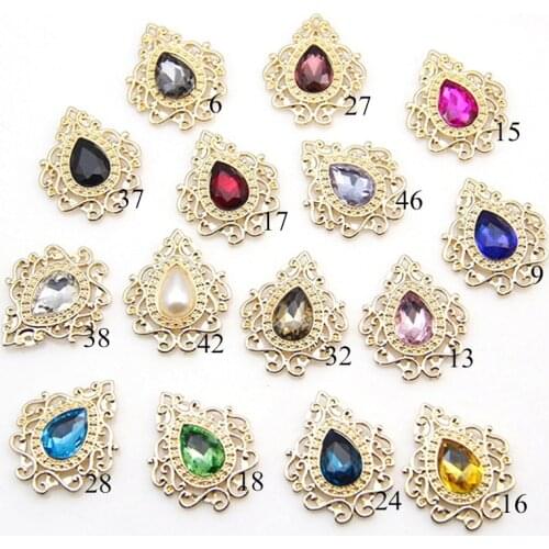 Novelty, Metal Alloy 10Pcs 33 * 27MM, Glass Crystal Buttons, DIY Jewelry Jewelry, Scrapbook, Decorative Accessories