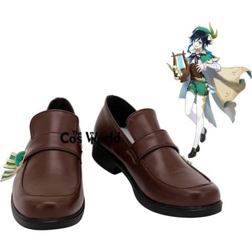 Genshin Impact Mondstadt Venti Games Customize Anime Cosplay Low Heel Shoes