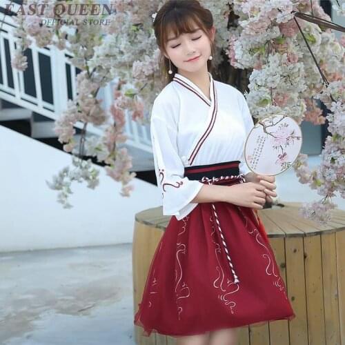 Wholesale Chinese Kimono Dress Chinese Folk Dance Dress Hanfu Dance Costume Chinese Clothing Top + Skirt FF057 YQ