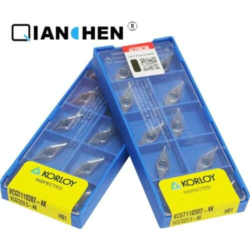Genuine Original Korea Korloy VCGT110302-AK H01 VCGT160402-AK H01 VCMT160404-HMP NC3020 (10pcs/lot)Internal turning tool Inserts