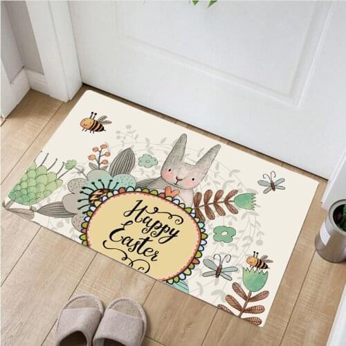 Anti-slip Foot Mats for Toilet Absorbent Bathroom Shower Mats Lovely Rabbit Printed Kids' room Area Rug Living Room Floor Rug