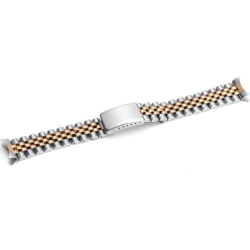 20mm 2 tone gold jubilee Watch Strap band Curved end for Rolex watch