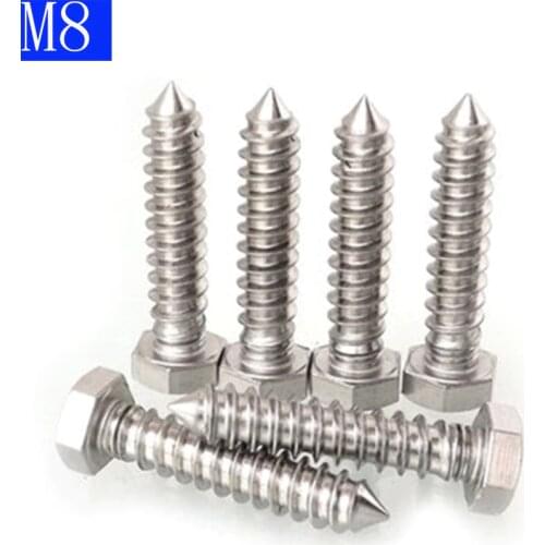 M8 8mm 304 A2 STAINLESS STEEL COACH SCREWS HEX HEAD LAG BOLTS WOOD SCREWS BOLTS Self-tapping Screws