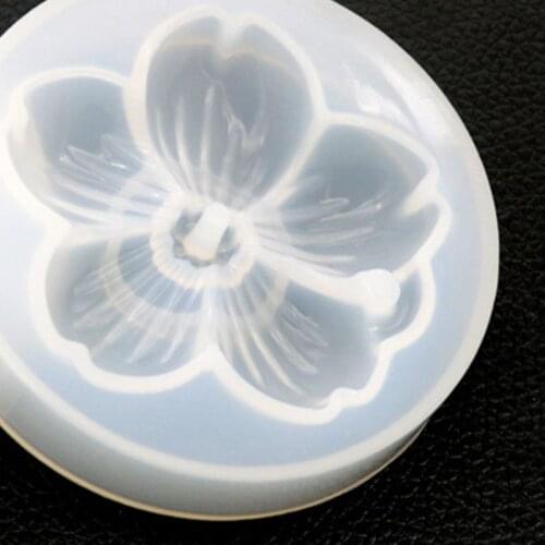 DIY Crystal Epoxy Cherry Blossoms Mold Handmade Mirror Pendant with Hole Silicone Mould X7YC