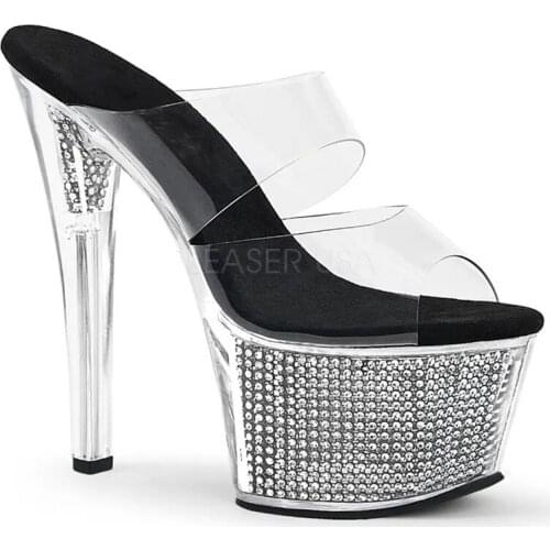 Sexy high heels, transparent stage show sandals, 17 cm, nightclub pole dancing shoes