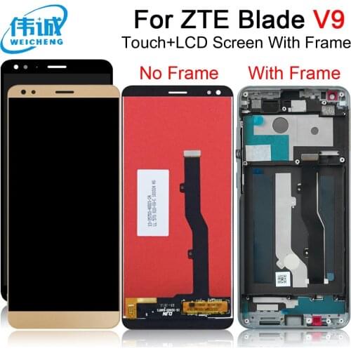 For ZTE Blade V9 Vita LCD Sensor Touch Panel LCD Display Digitizer Touch Screen Lens for ZTE V9 V0900 LCD Screen With Frame