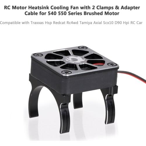 For 540 550 Series Brushed Motor Compatible with RC Crawler Car RC Motor Heatsink Cooling Fan with 2 Clamps & Adapter Cable