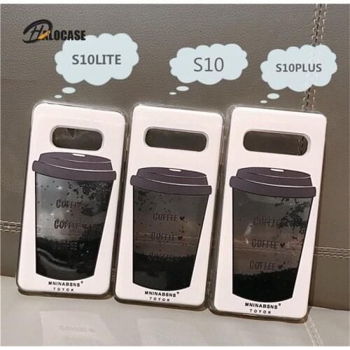 Coffee Cup Liquid Quicksand Silicone Cover For samsung galaxy Note 10 S8 S9 S10 plus J3 J5 J7 2016 A3 A5 A7 2017 A6 A8 2018 case