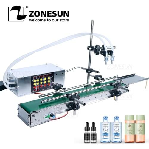 ZONESUN Small Automatic Liquid Filling Machine 2 Nozzles Beverage Juice Perfumer Bottle Vial Water Essential Oils Filler