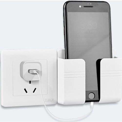 1PC Remote Control Mounted Mobile Phone Plug Wall Holder Wall Mounted Organizer Storage Box Charging Multifunction Holder Stand