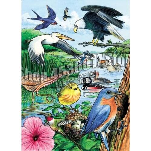 100% Full DIY 5D Diamond Painting North American Birds Spring Cross Stitch Diamond Embroidery Decoration Mosaic Home Decor Gifts