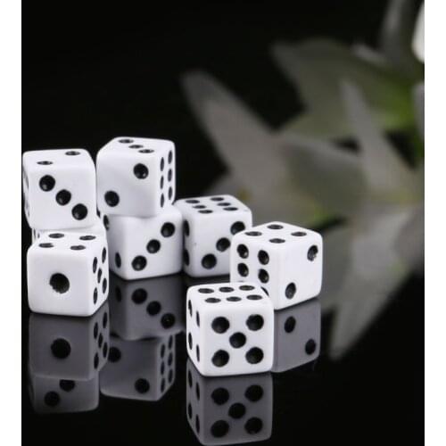 100pcs 8mm Plastic White Game Dice Six Sided Decider Birthday Parties Board Game O15 20 Dropship