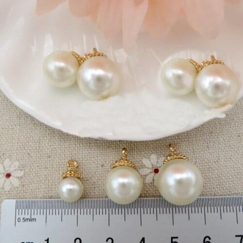 20pcs/lot ABS Pearl Ball Bead Pendant Handmade Earrings Bracelet Necklace Shoes Brooches Charms DIY Jewelry Findings Bijoux