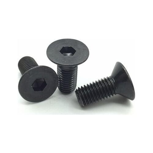2pcs M16 Allen countersunk screws hex socket flat head screw mechanical bolts alloy steel bolt black color DIN7991 30mm-100mm