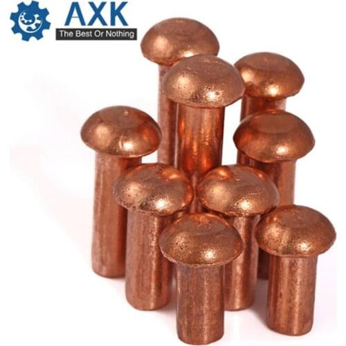 200Pcs GB867 M3*L Copper Rivet Pan Head Solid Rivets Brass Half Round Solid Rivet Cap Nail 4-20mm Length 3mm Diameter