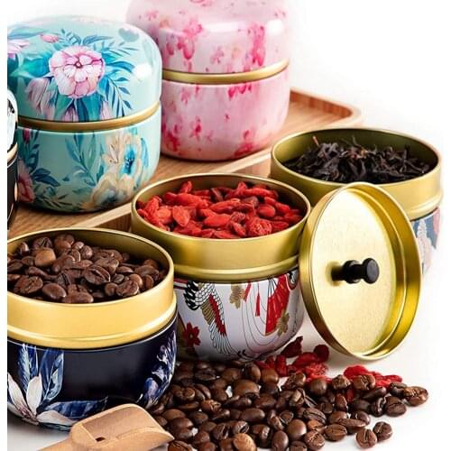 5Pcs Mini Tea Storage Containers Iron Tin Storage Box Chinese Style Coffee Tea Caddy Candy Jar Sealed Container for Home Decor