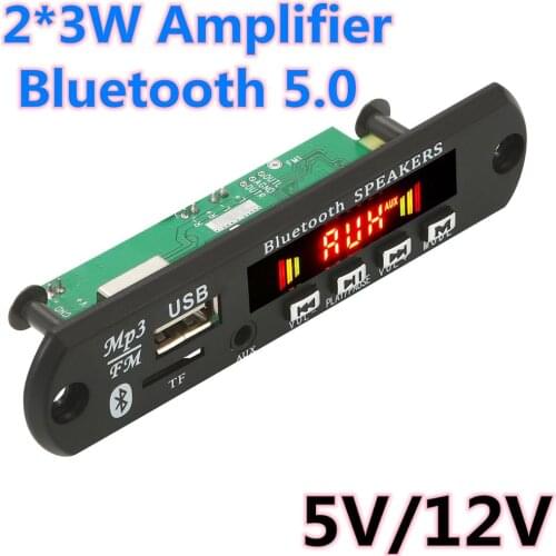 6W Amplifier 5V 12V Car Mp3 Player Bluetooth Mp3 Decoder Board Card Reader Mp3 Bluetooth Module Audio Accessories USB /TF/ FM
