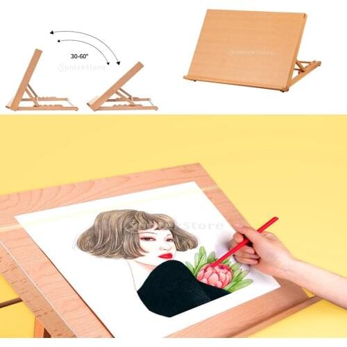 Large Workstation Wooden Drawing Board Artist Adjustable Table Easel Art & Craft